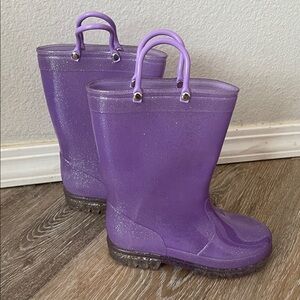 Purple glitter vinyl rain snow weather boots 11 little girls